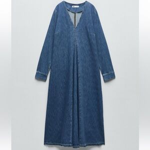 Zara Blue Denim Maxi Dress